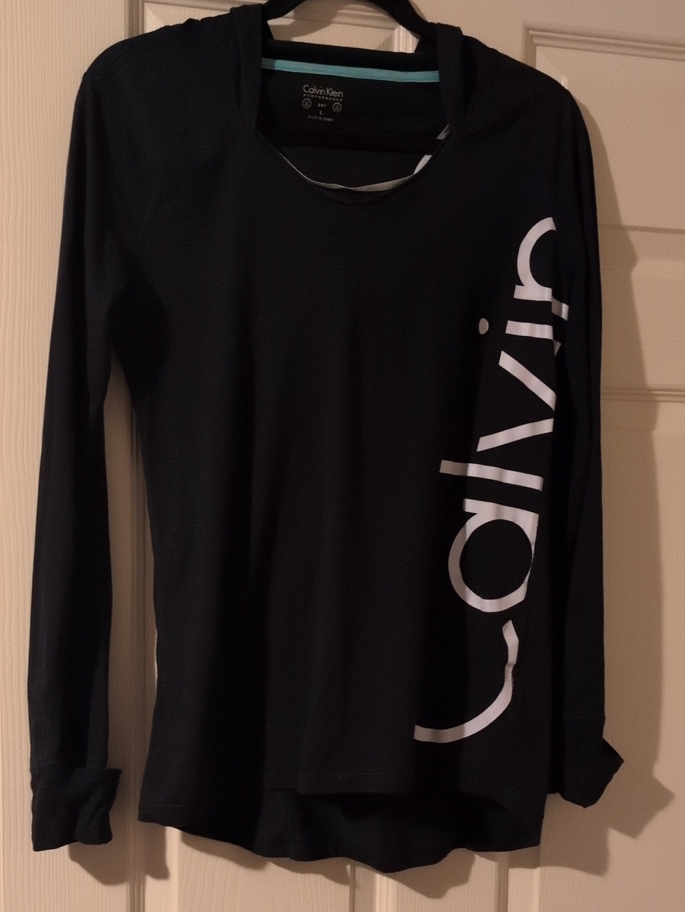 Calvin Klein Performance "Spell-out" Hoodie, Large, Black/White